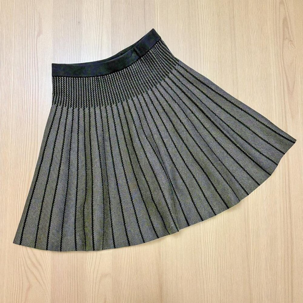 Premise Black with Heather Gray Textured Knit A-Line Skirt